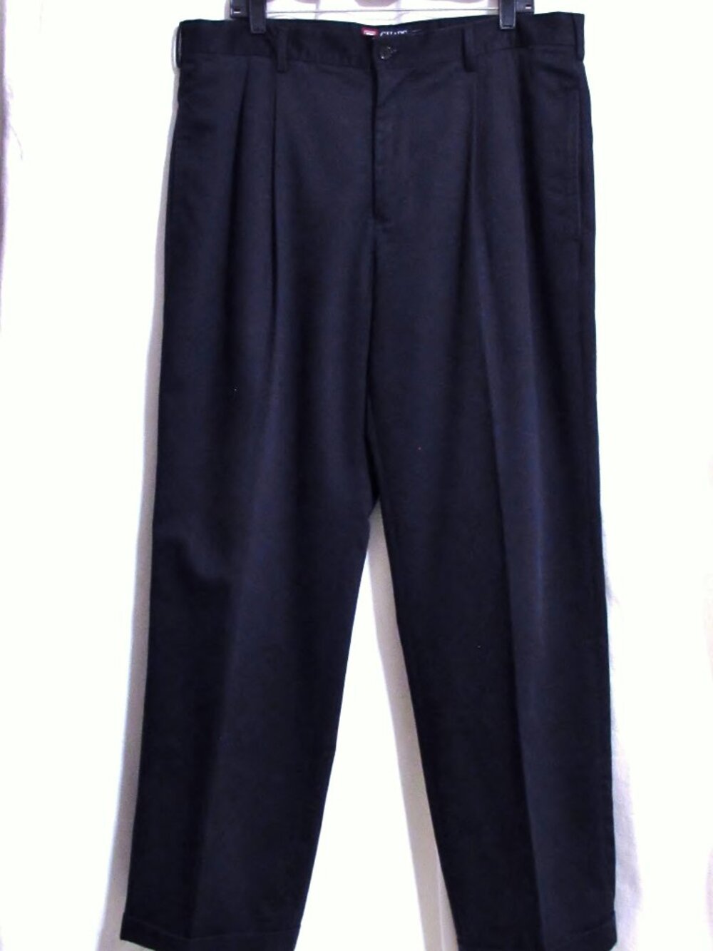 Mens CHAPS Navy Blue Classic Cotton Cuffed Leg Dress Pants 38 X 32 ORIG $120